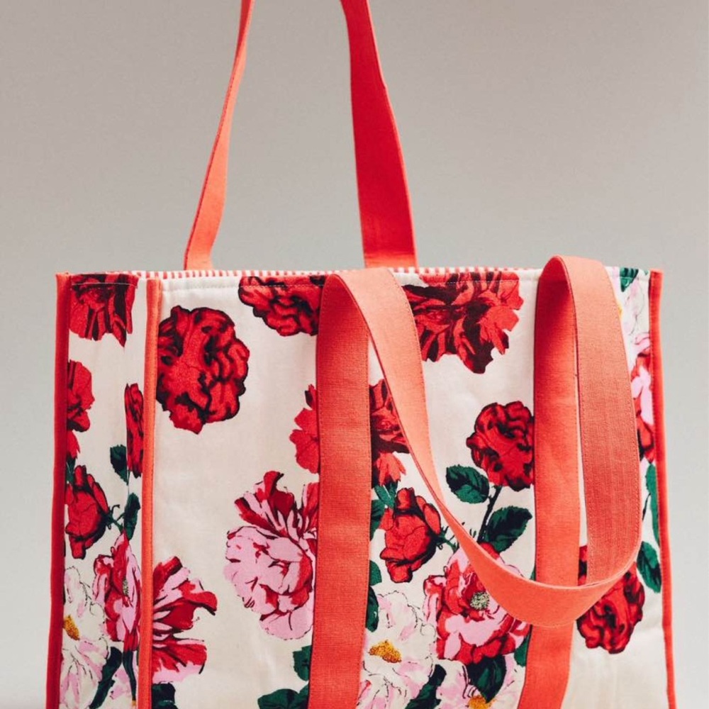 By Anthropologie Printed Canvas Flower Tote - Picture 2 of 6